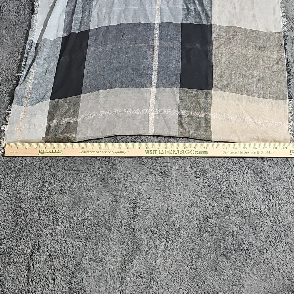 Christopher and Banks Blue Cream and Blush Sheer Blanket Fringe Scarf New